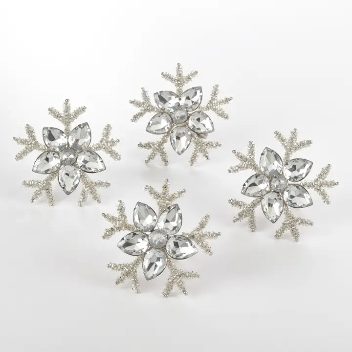 Snowflake Rhinestone Napkin Rings, Set of 4