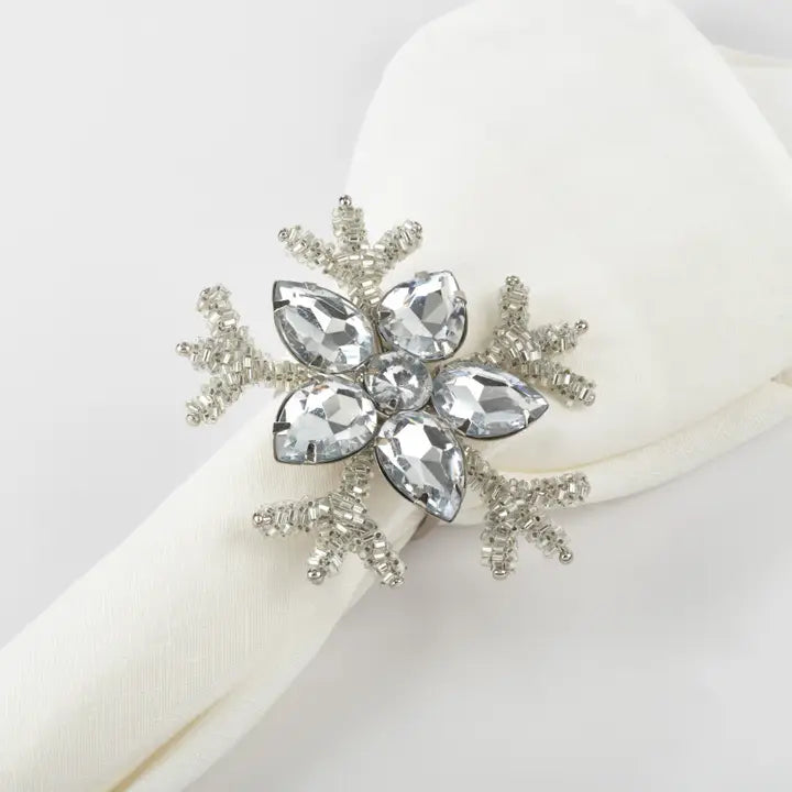 Snowflake Rhinestone Napkin Rings, Set of 4
