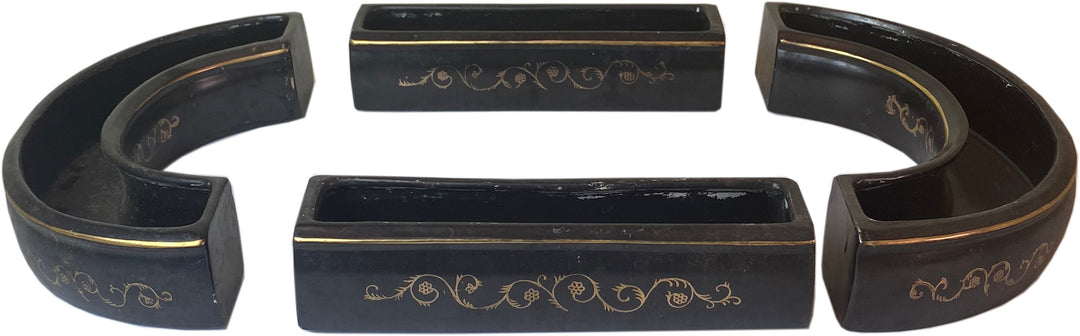Vintage Black Chinoiserie Surtout de Table