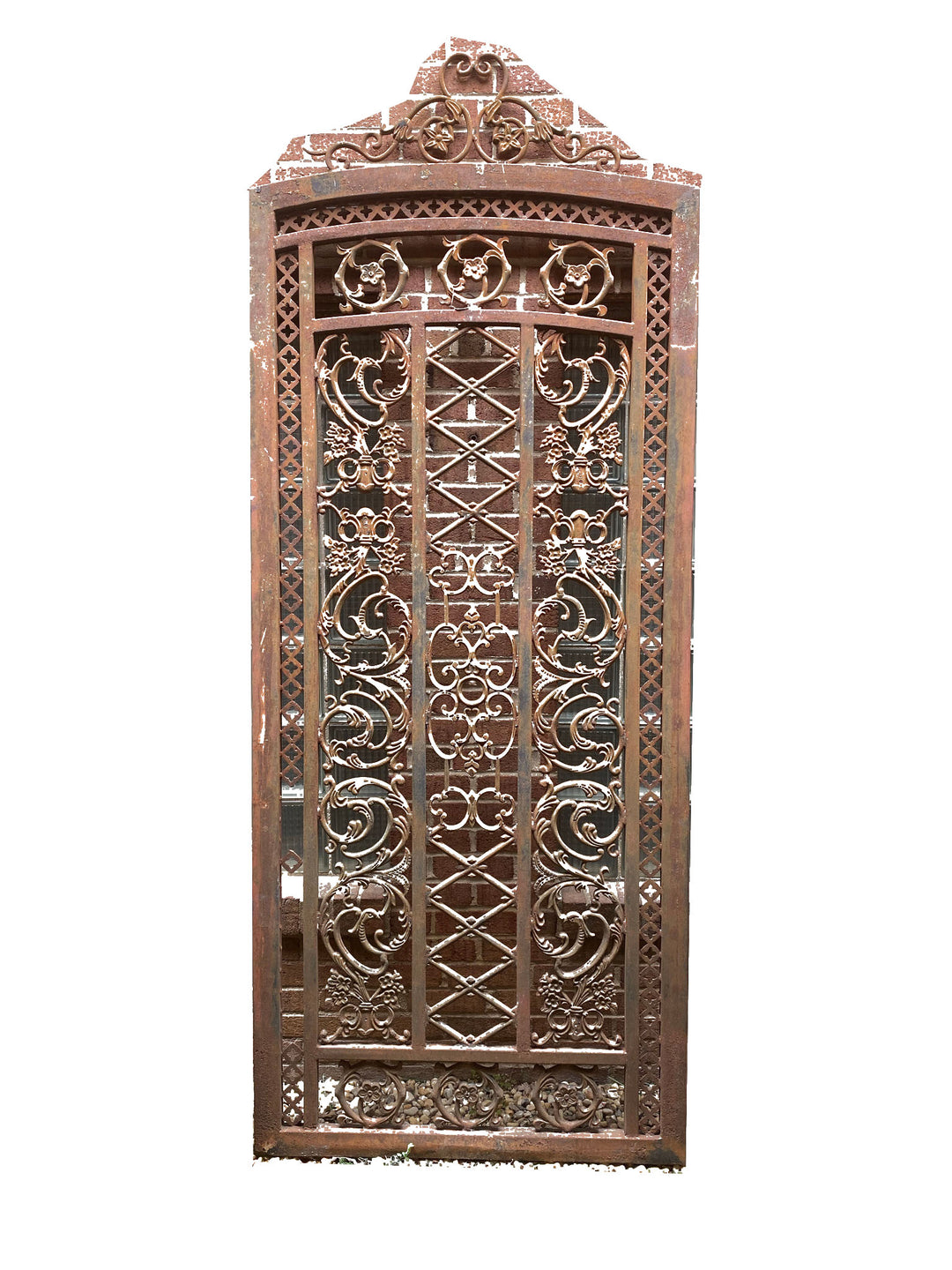 Antique Wrought Iron Gate with Arched Crest
