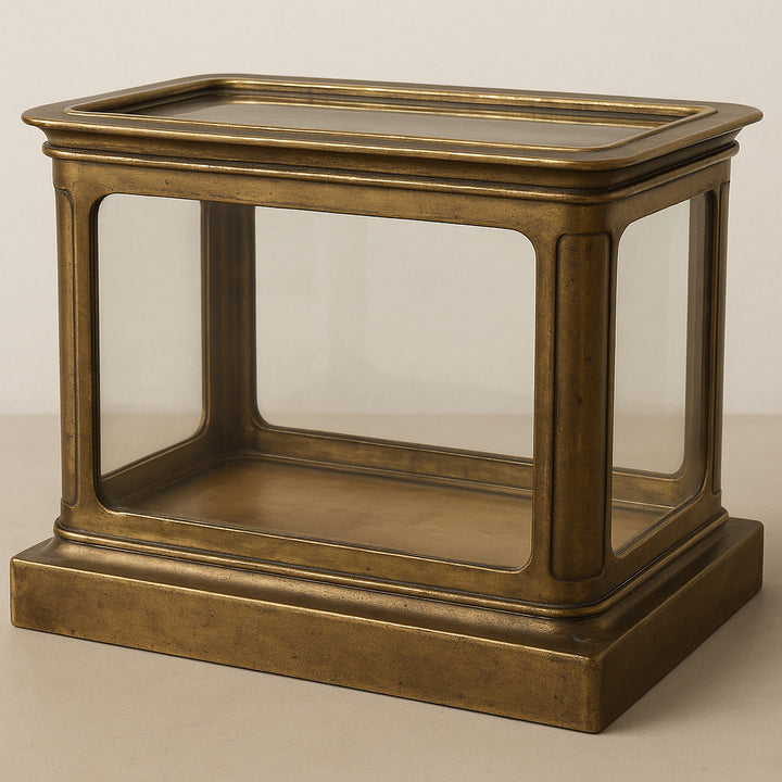 Antique Belgian Brass and Glass Vitrine, c.1900