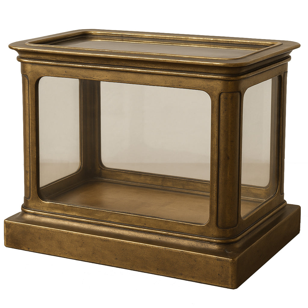 Antique Belgian Brass and Glass Vitrine, c.1900