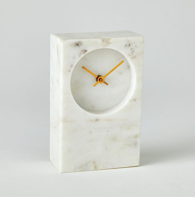 White Marble Clock Tower Patina Polished Living