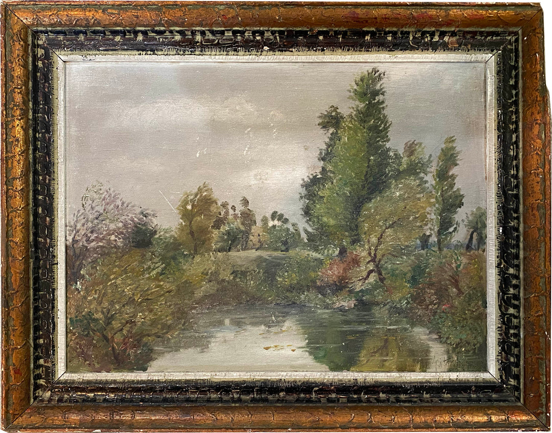 Woodland Stream – Original Czech Landscape Painting, c. 1944