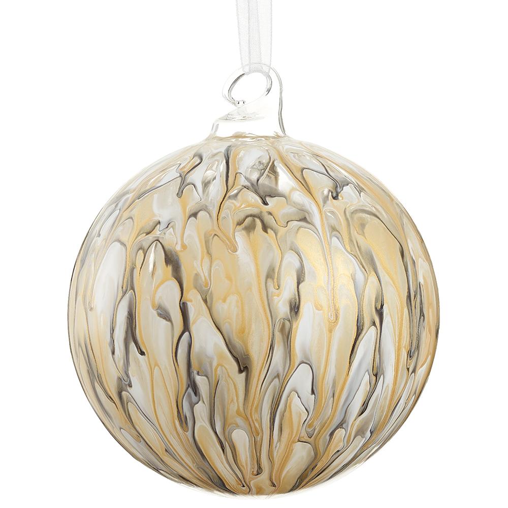 Gold Marbelized Hand-Blown Glass Ornament