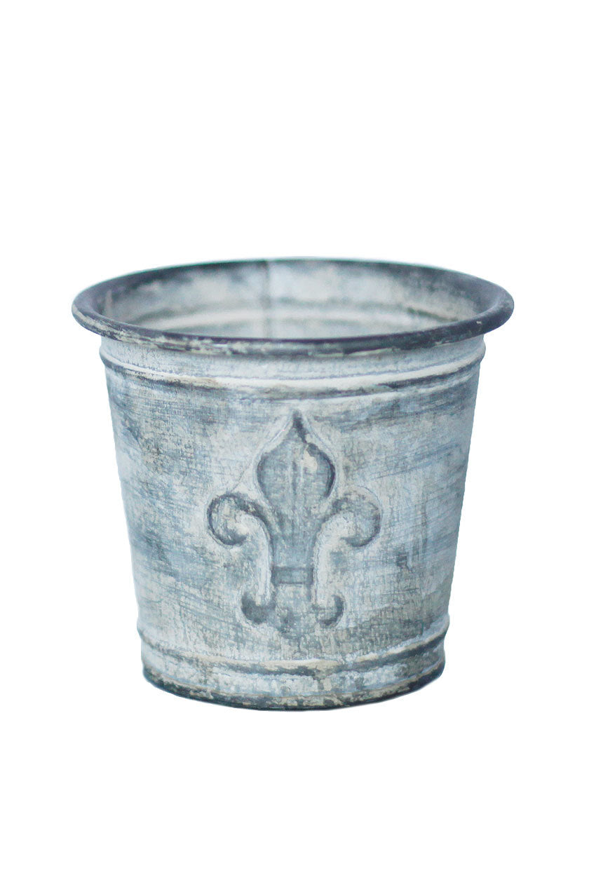 fleur de lis plant pots Zinc Fleur de Lis Pot – Patina Polished Living