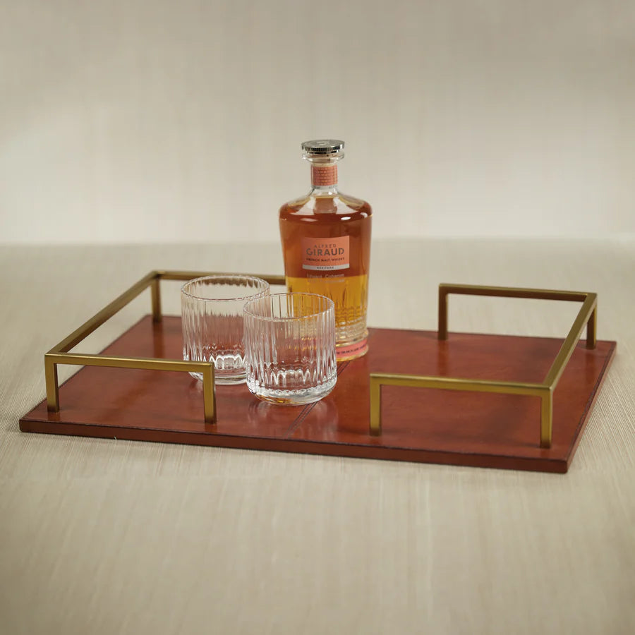 Cognac Leather Bar Tray