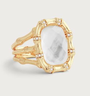 Bamboo With Stone Ring - Mother Of Pearl