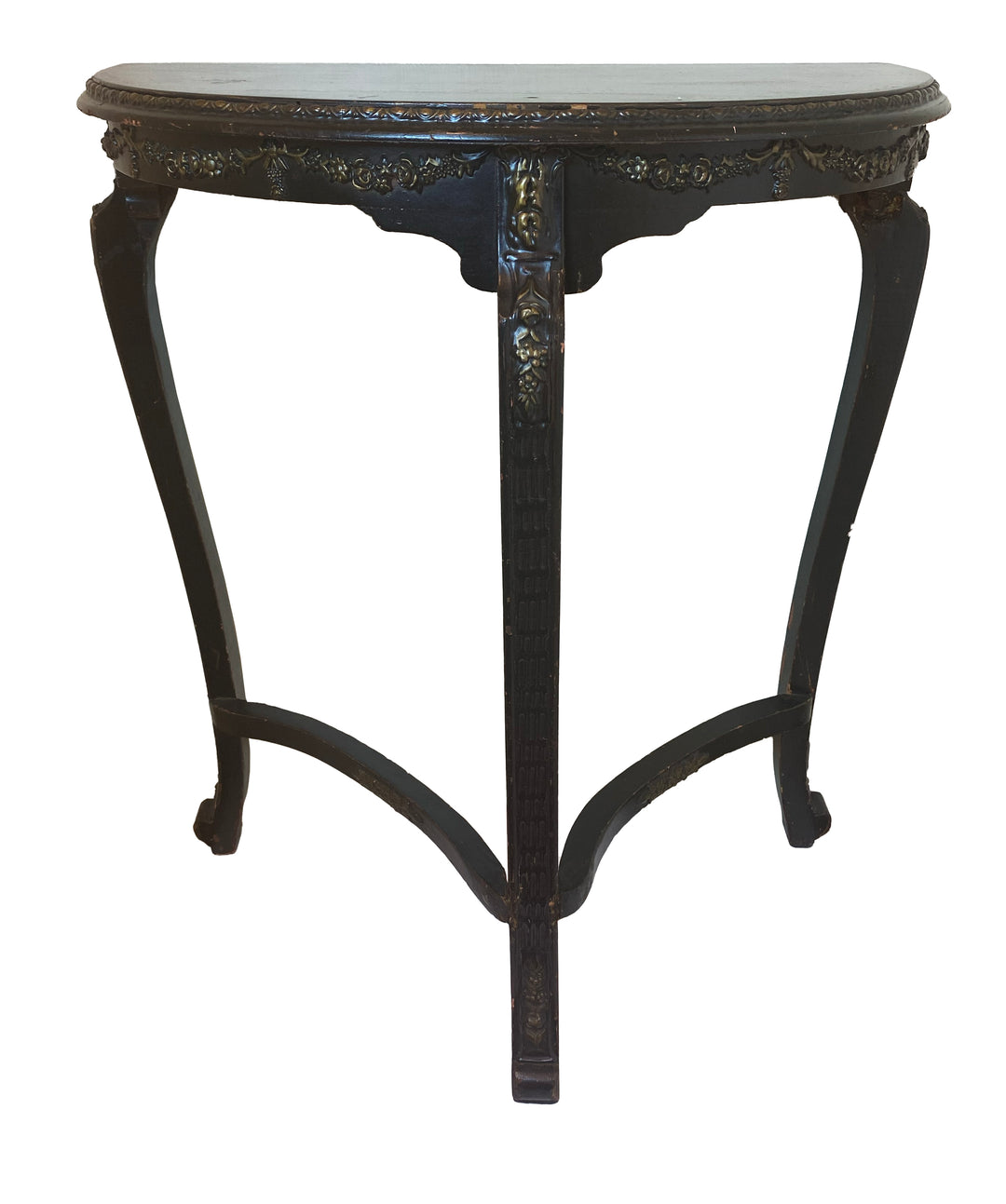 Vintage Painted Demi-Lune Console Table