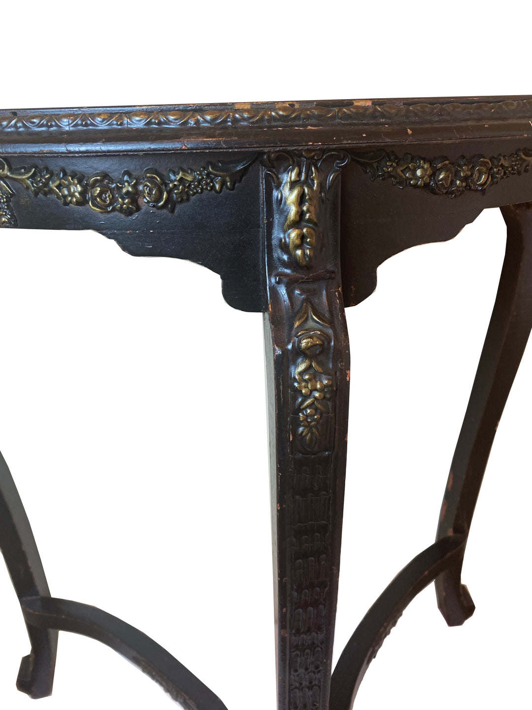 Vintage Painted Demi-Lune Console Table