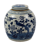 B&W Small Lidded Jar w/ Bird