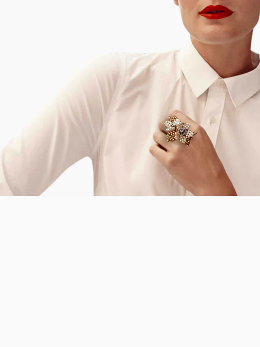 Double Bloom Pearl Ring