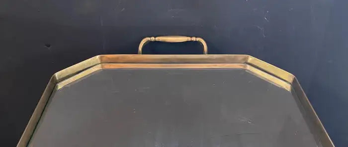 Vintage Mid-Century Brass Faux Bamboo Tray Table
