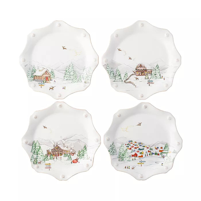 Berry & Thread North Pole Scalloped Dessert/Salad Plate Set/4