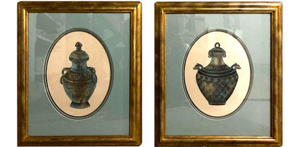 Pair of Watercolors on Silk