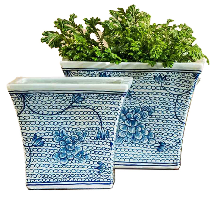 B&W Square Flare Planter
