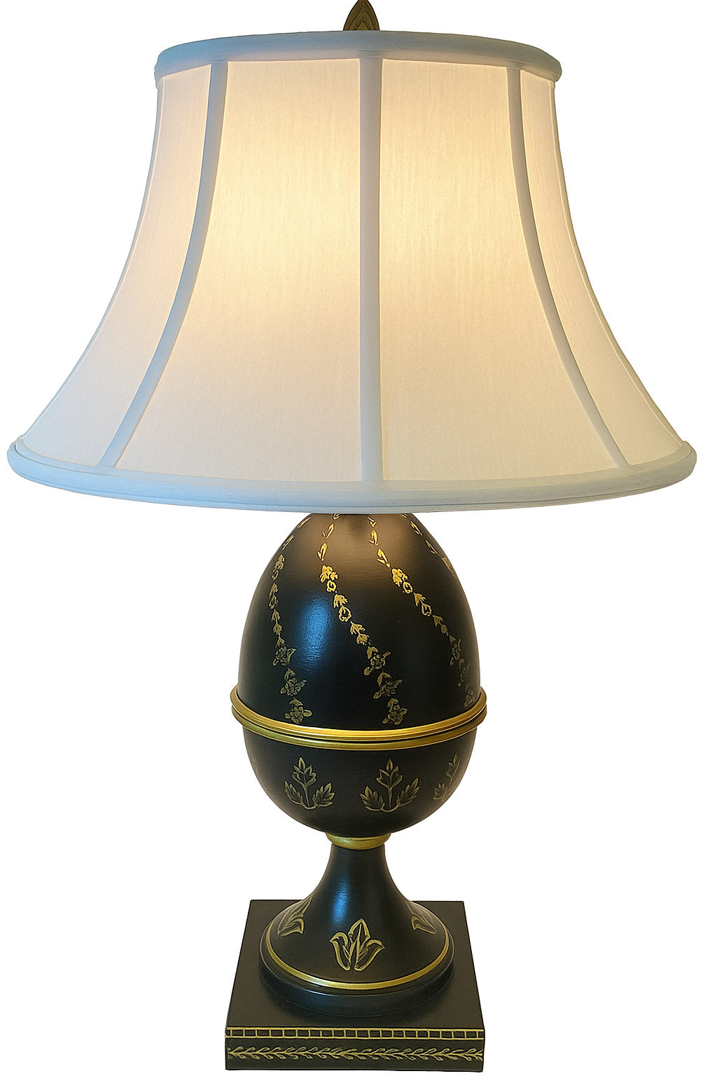 Tole Painted Egg Form Table Lamp
