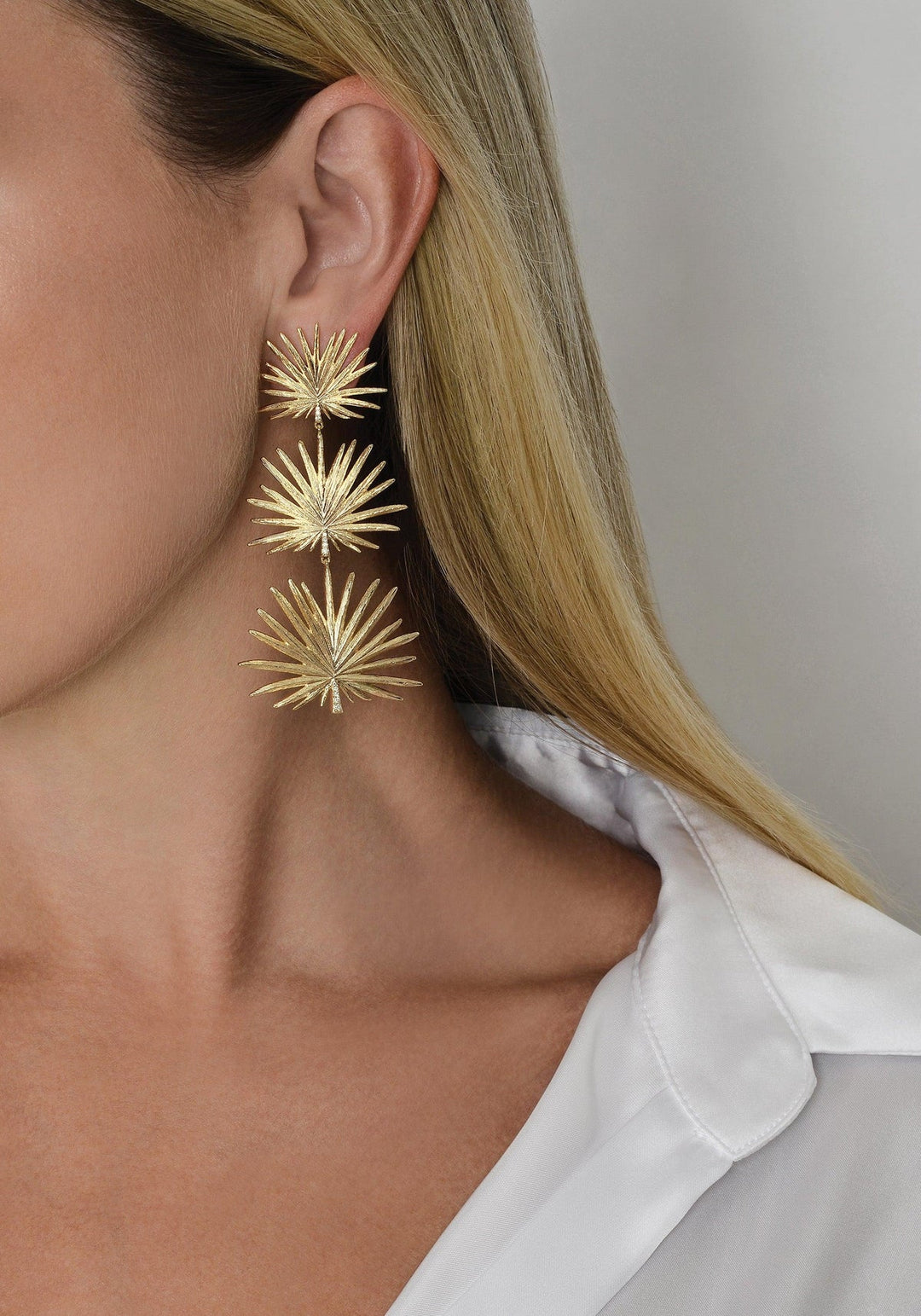 Triple Fan Palm Dangle Earrings