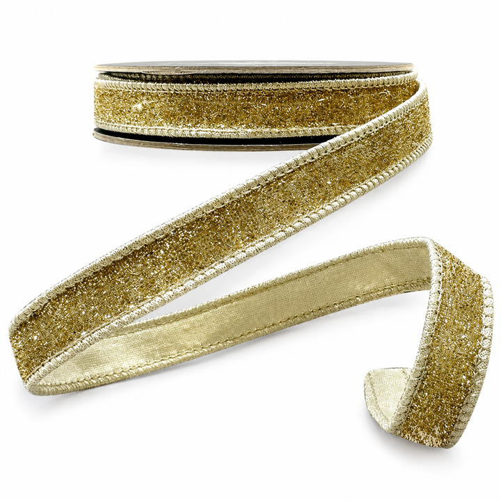 Gold & Silver Metallic Velvet Ribbon – ½" x 10 Yards
