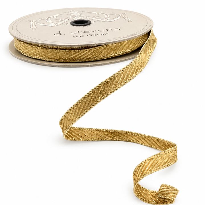 Gold Diagonal Stripe Jacquard Ribbon – ½" x 25 Yards