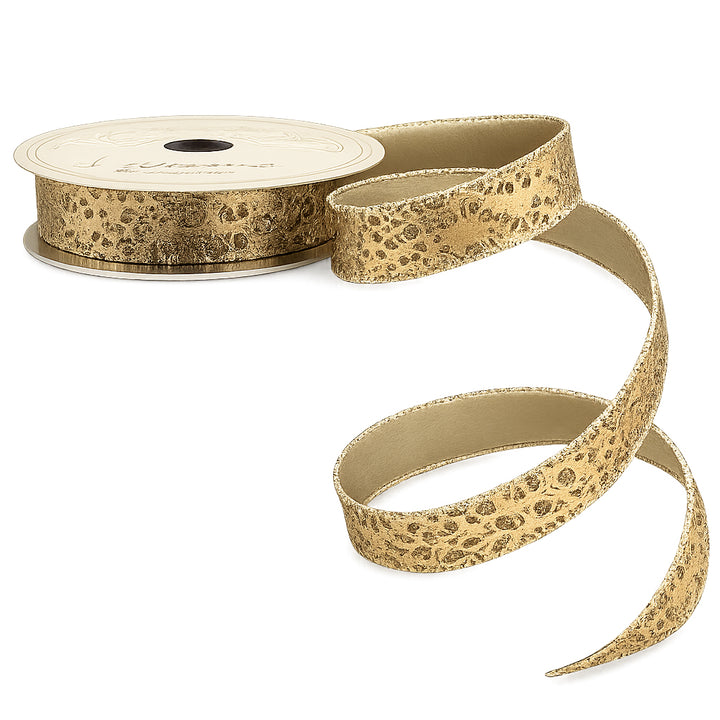 Gold Metallic Animal-Print Glitter Ribbon – 1" x 10 Yards