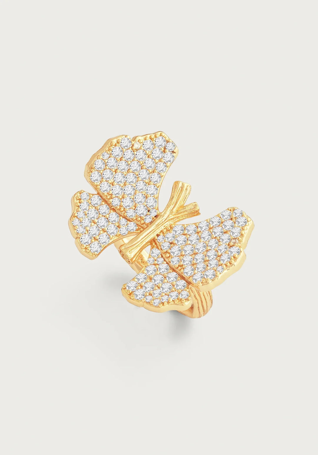 Butterfly White Pave Ring