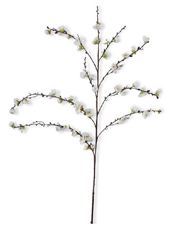 50" White Cherry Blossom Stem – Silk