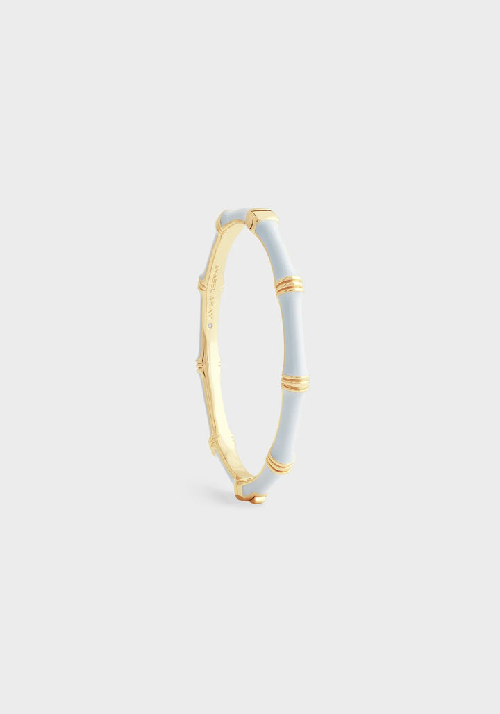 Bamboo Enamel Hinge Bangle - Silver