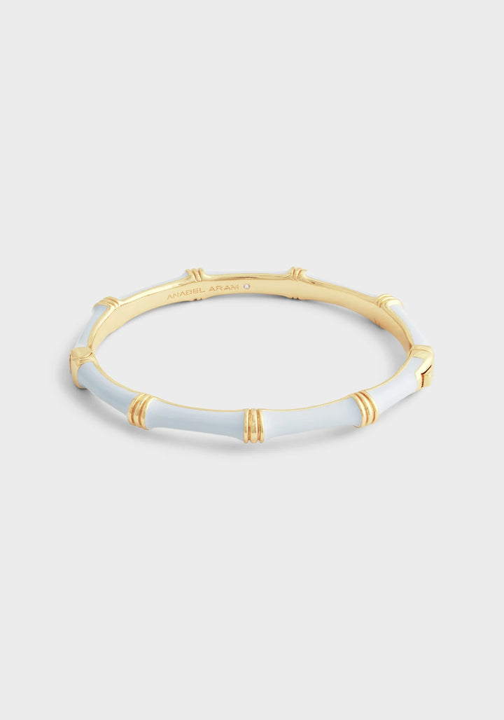 Bamboo Enamel Hinge Bangle - Silver