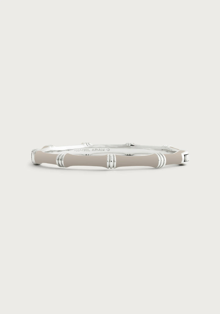 Bamboo Enamel Hinge Bangle - Silver