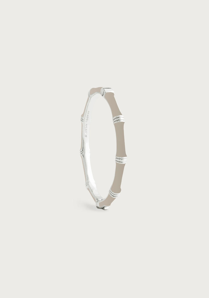 Bamboo Enamel Hinge Bangle - Silver
