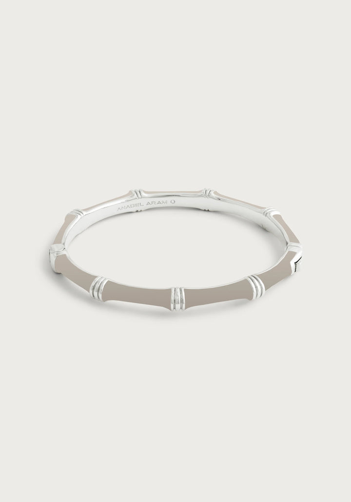 Bamboo Enamel Hinge Bangle - Silver