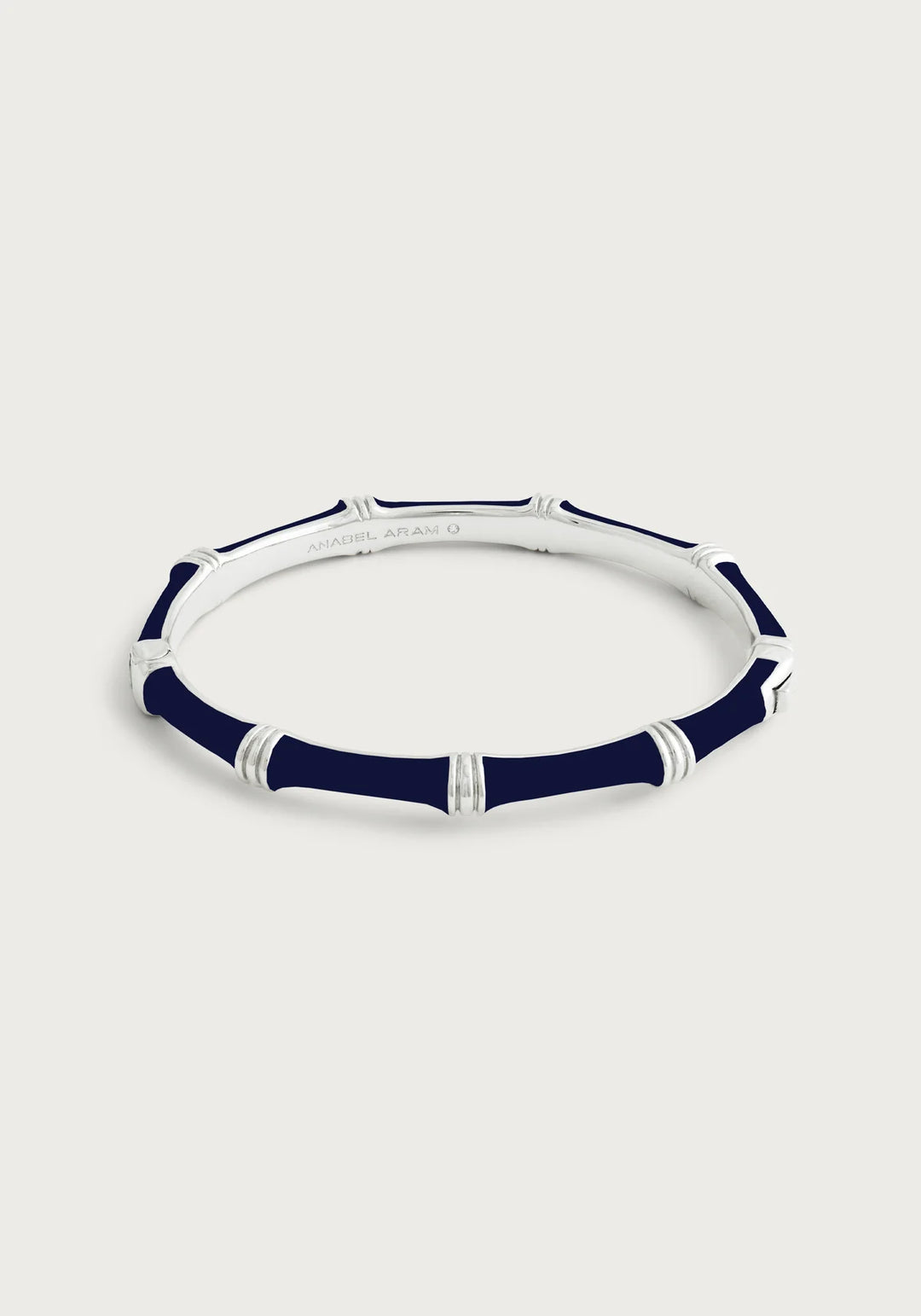 Bamboo Enamel Hinge Bangle - Silver