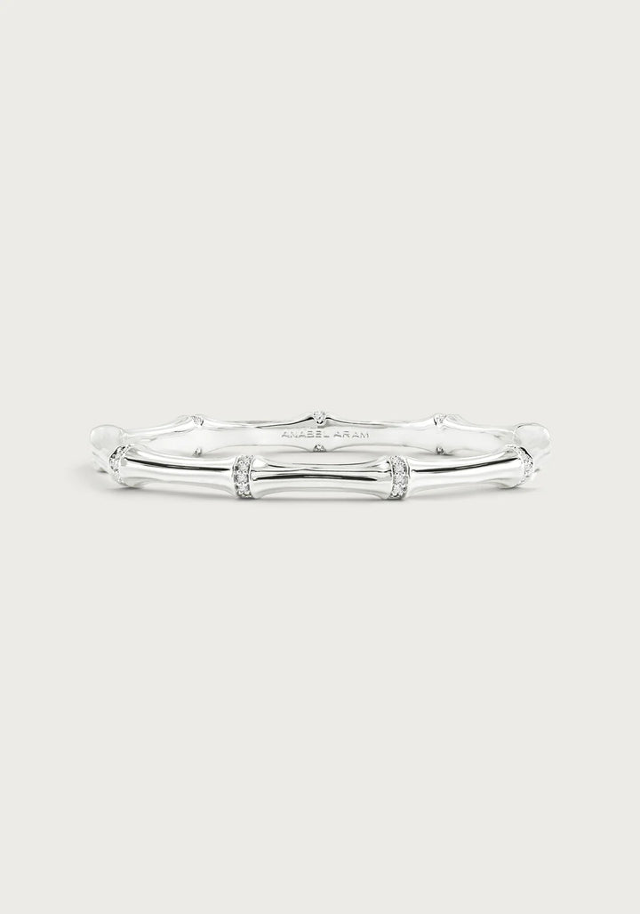 Bamboo Hinged Bangle - Silver