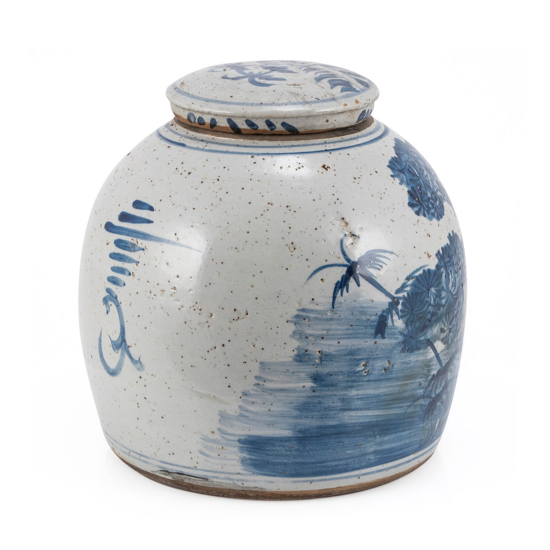 B&W Vintage Ming Jar - Pine Motif