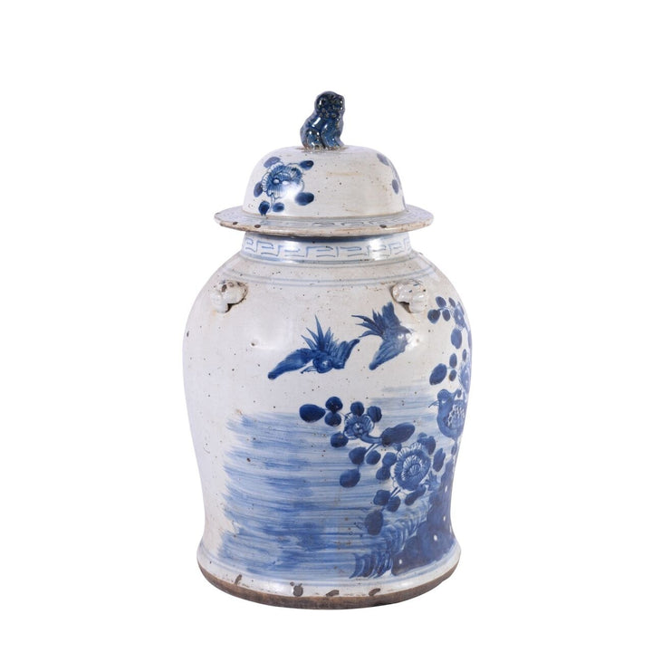 Vintage Temple Jar - Flower Bird Motif