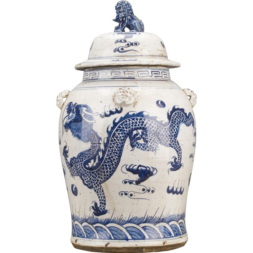 Vintage Temple Jar - Dragon Motif