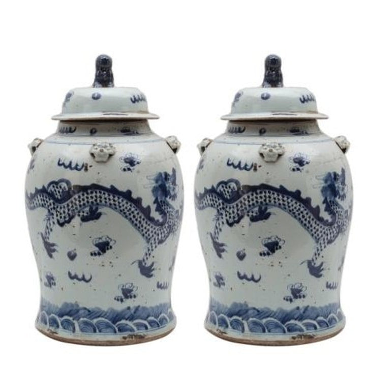 Vintage Temple Jar - Dragon Motif