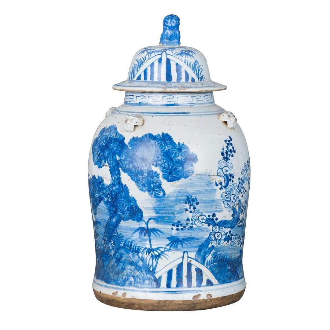 Vintage Temple Jar - Pine Motif