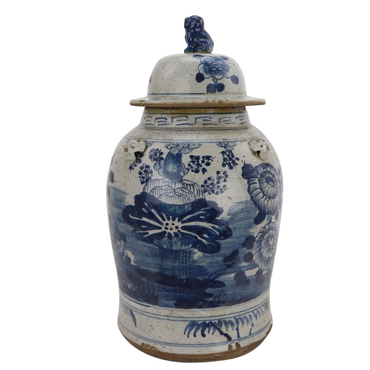 B&W Vintage Temple Jar - Four Season Motif