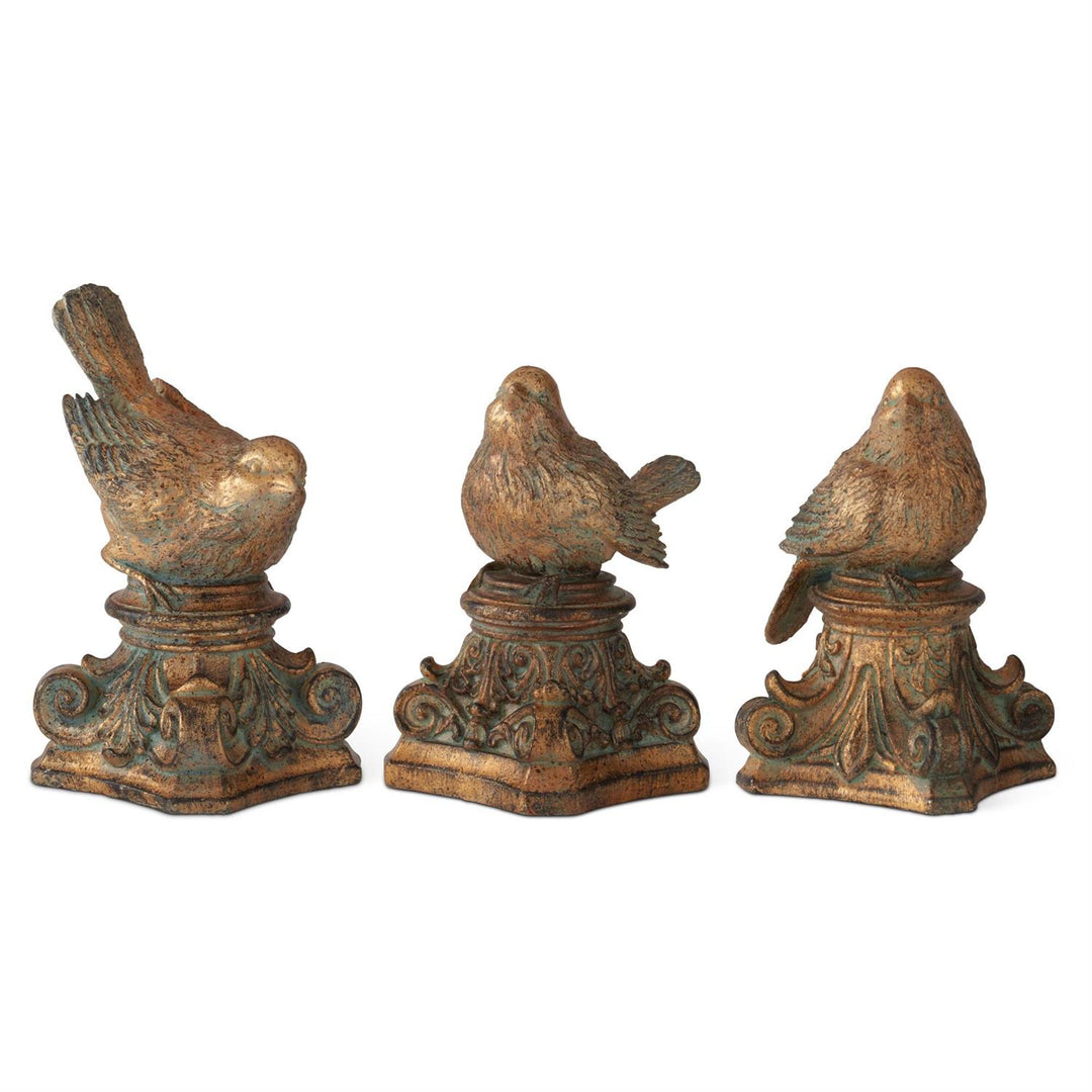 Gold Bird on Scroll Pedestal