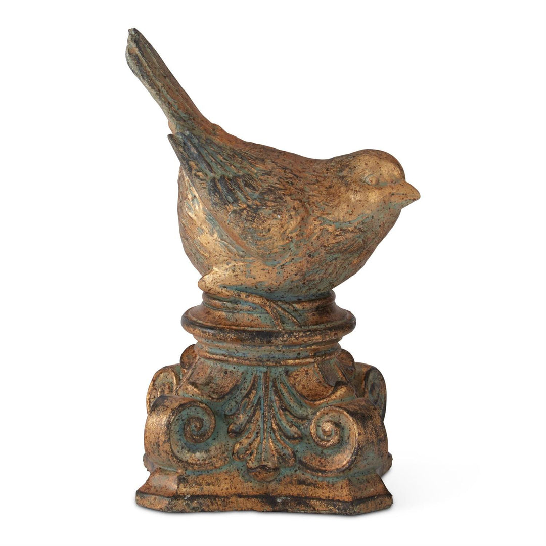 Gold Bird on Scroll Pedestal