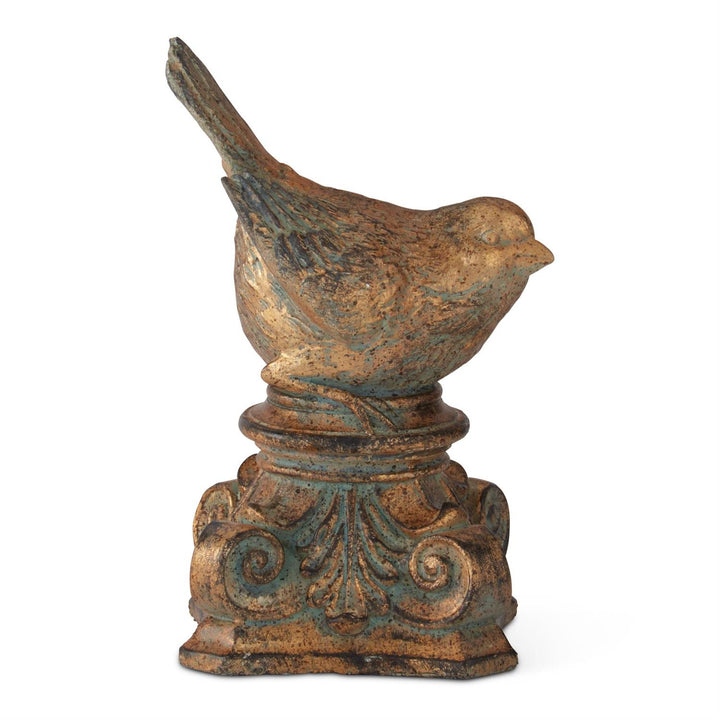 Gold Bird on Scroll Pedestal