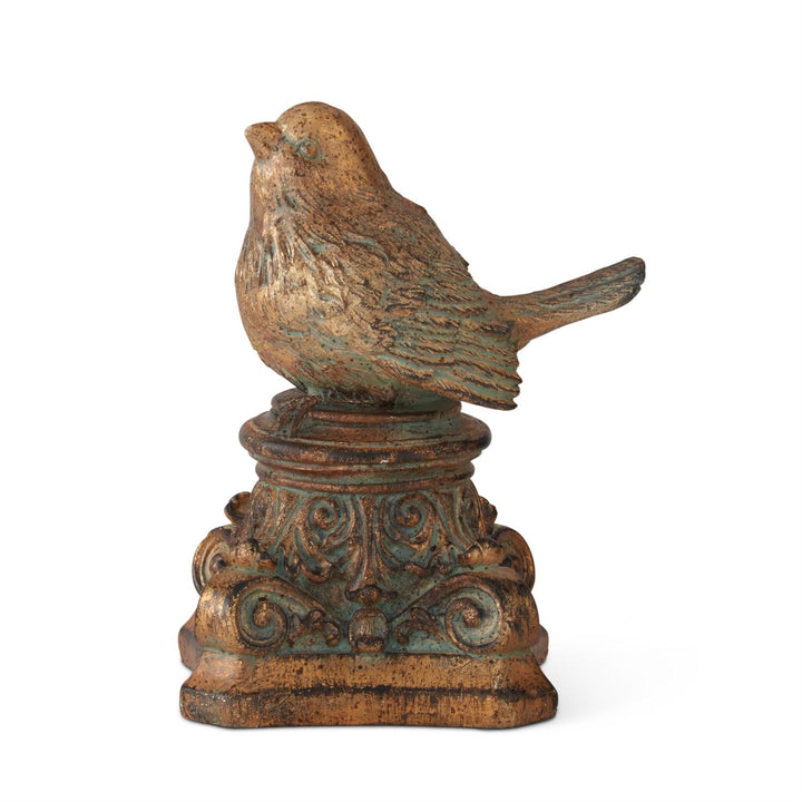 Gold Bird on Scroll Pedestal