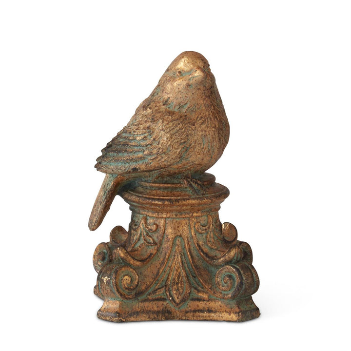 Gold Bird on Scroll Pedestal