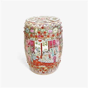 Chinese Rose Medallion Ceramic Garden Stool