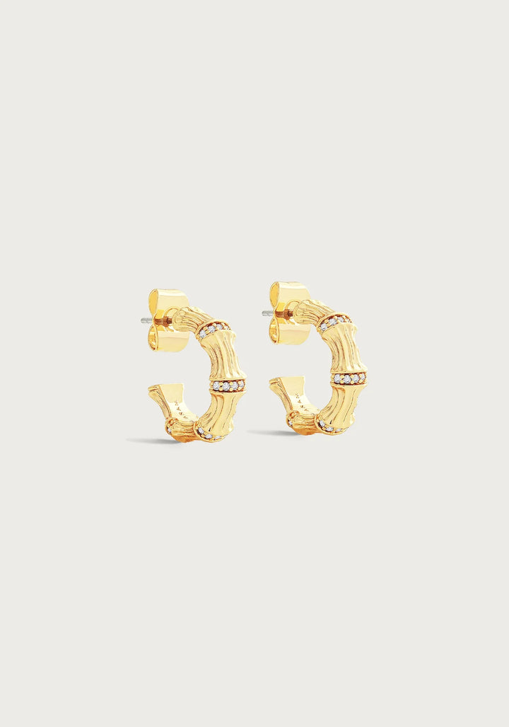 Bamboo Huggie Hoop Earrings