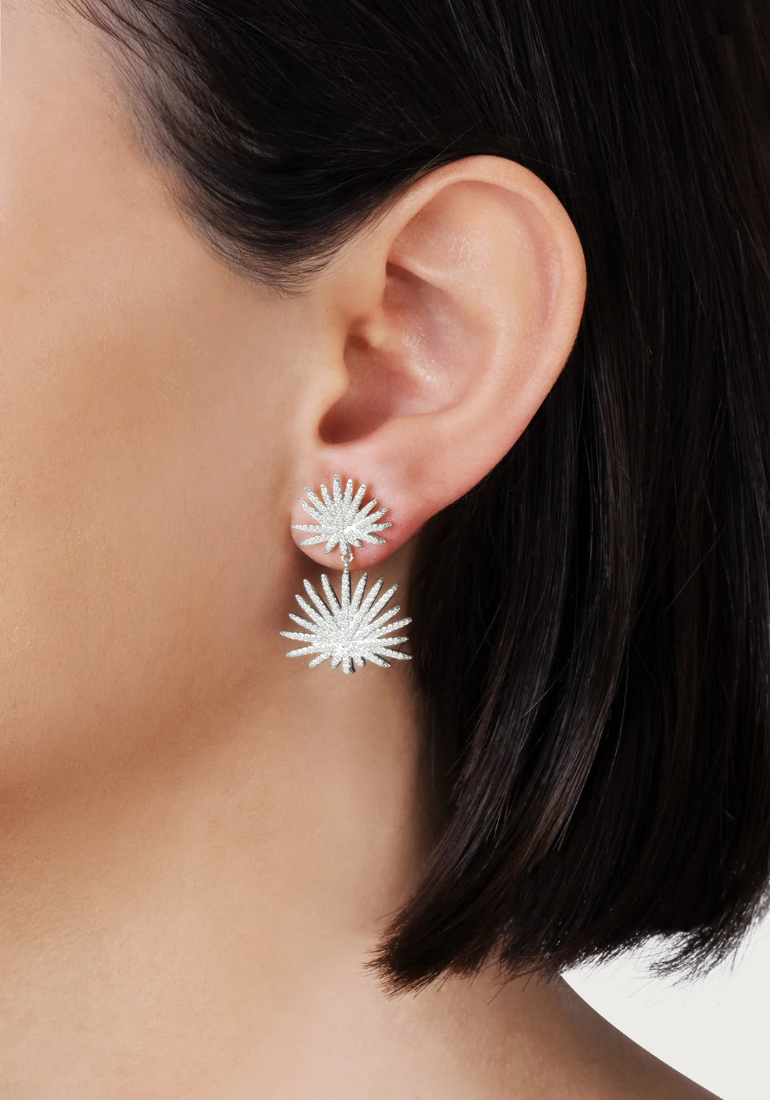 Palm Pavé Double Fan Palm Earrings