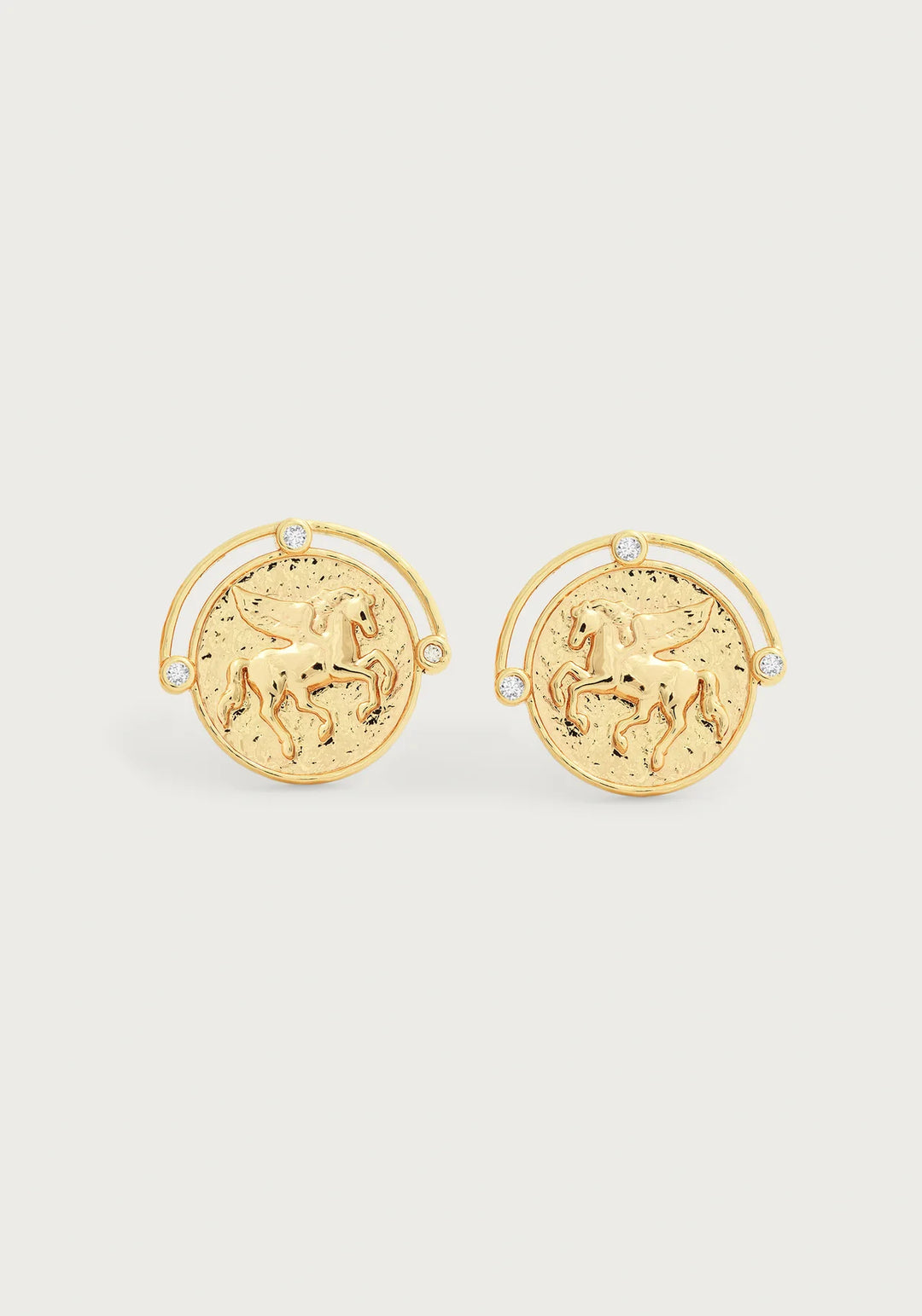 Pegasus Gold Coin Stud Earrings