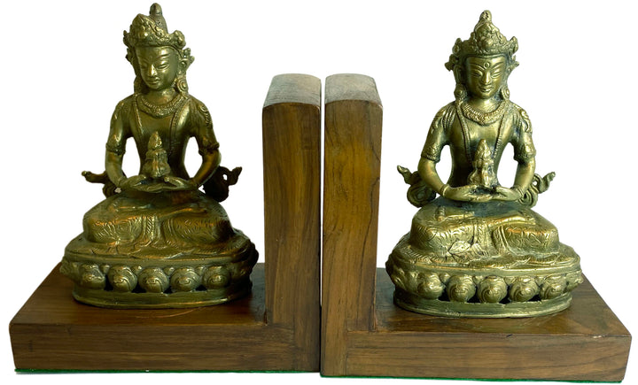 Brass Figures of Buddha Nagaraja Decorative Bookends